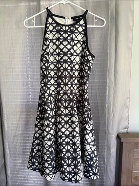 Mossimo Supply Co. Black and White Geometric Fit-and-Flare Dress